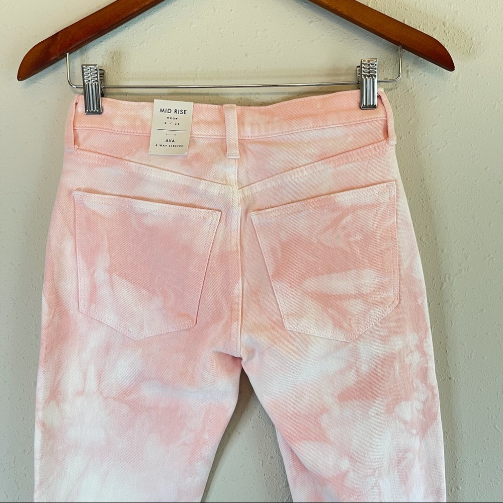 Lucky Brand Tie Dye Pink White Women’s Crop Skinny Jeans Size 10 NWT - Picture 4 of 9